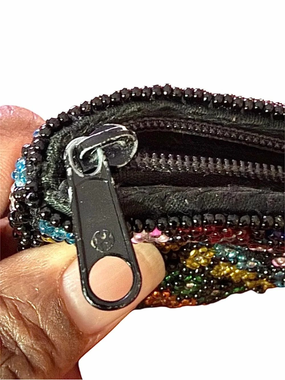 Neiman Marcus Vintage Multicolor Beaded Zip Pouch Wallet Boho Luxe Clutch